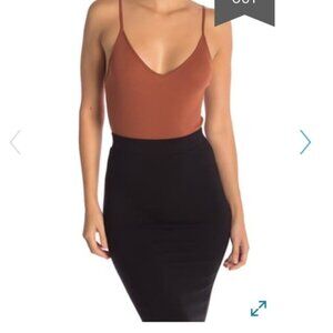 NWOT bp ribbed knit v neckline thong bodysuit